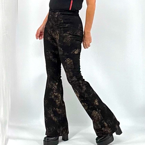 Free People We The Free Jayde Boho Tie Dye Metallic High Rise Flare Leg Pants - Picture 1 of 16